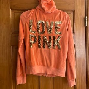 Victoria Secret Pink Collection Velour Sequined Jacket Size M